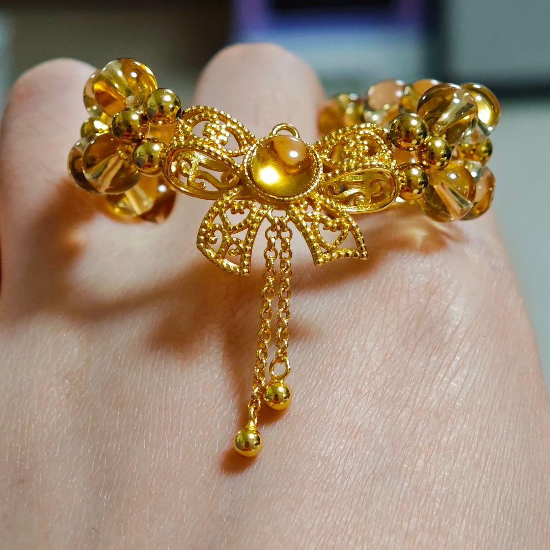 ​【金運・一点物】 シトリンブレスレット 天然石 S925 プリンセスデザイン