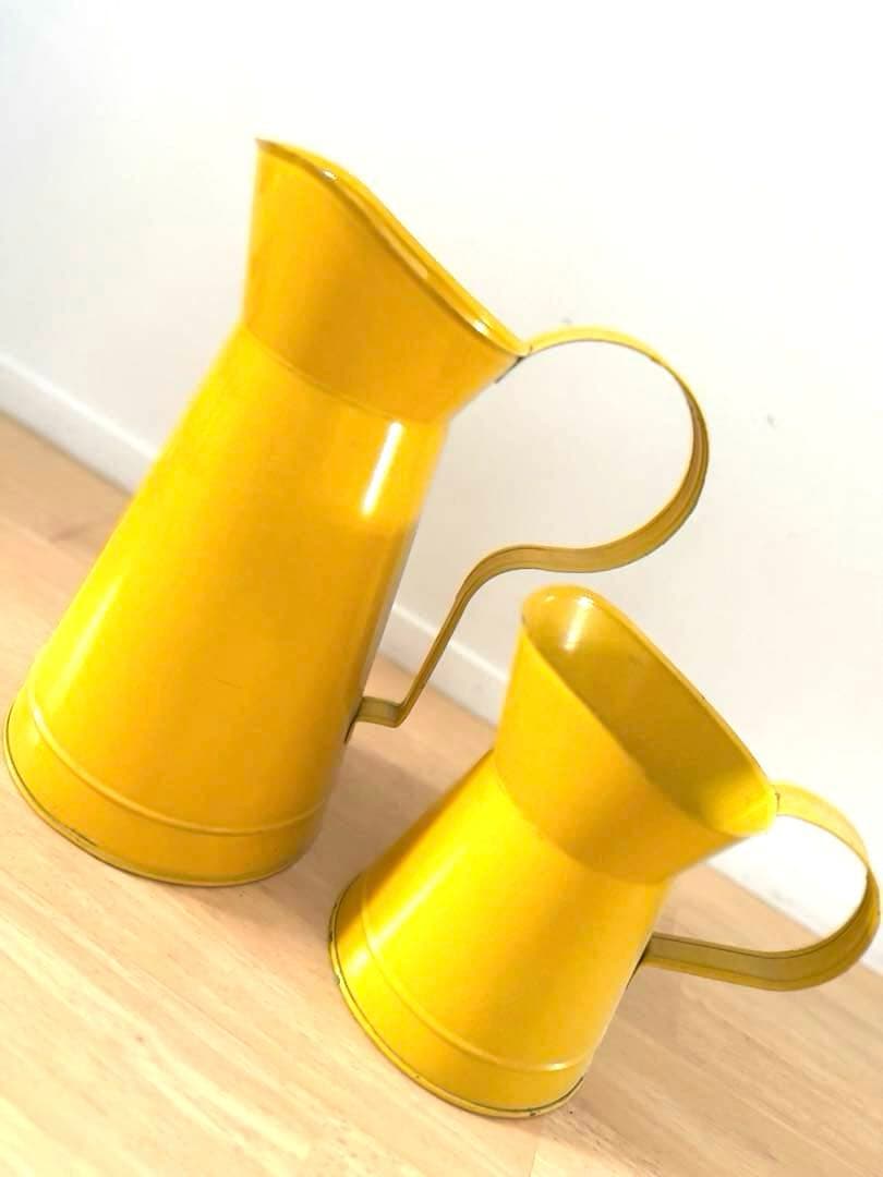 イエロー 金属製 ピッチャー 水差し2個セット ドライフラワー 花瓶