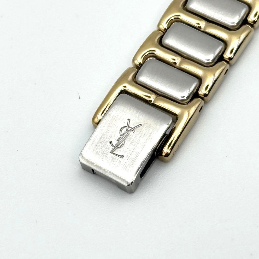 【稼動/新品電池】イヴサンローラン　青文字盤　コンビカラー　腕時計　レディース