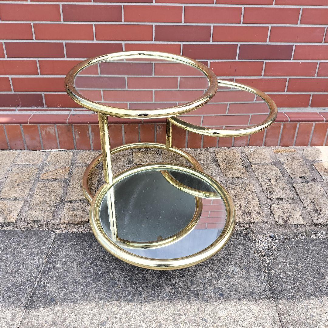 値下げ！ミッドセンチュリーデザイン 3段ラウンドテーブル ガラスサイドテーブル