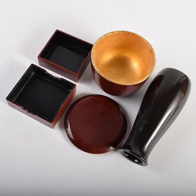 茶道具　御所籠　茶籠　黒楽茶碗　振出など　十一点一式　時代箱付　F　R8766B