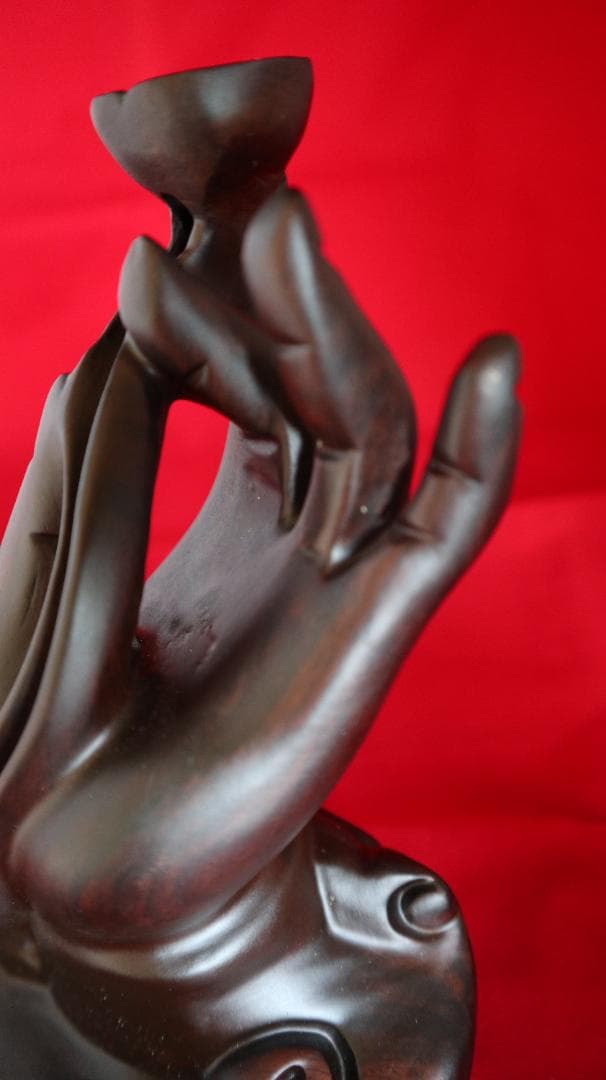 香炉 お香立て 黒檀 倒流香 逆流香 仏手 風水 ヨガ  瞑想 精神安定