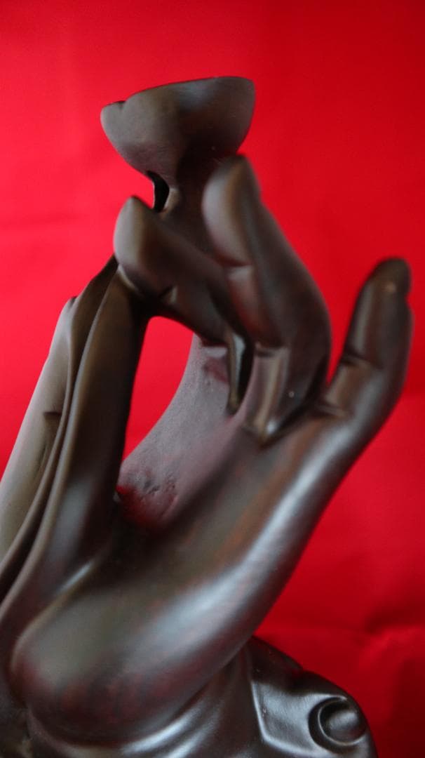 香炉 お香立て 黒檀 倒流香 逆流香 仏手 風水 ヨガ  瞑想 精神安定