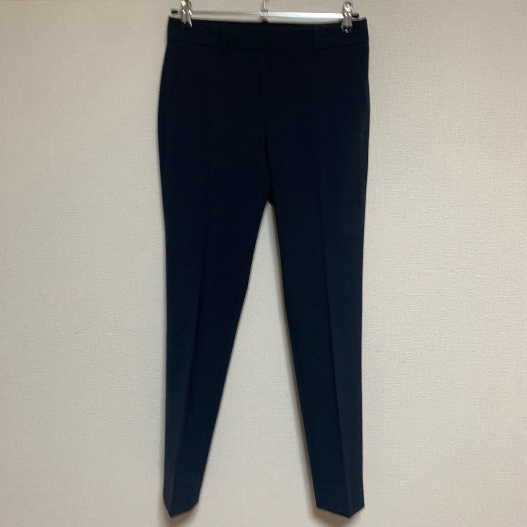 【大人気】セオリー　現行　パンツスーツ　ネイビー　0 ノーカラー　セットアップ