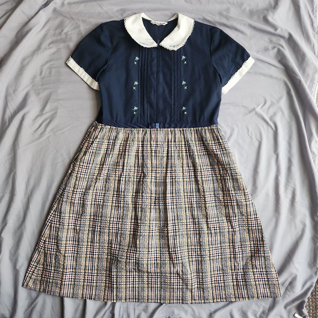 Shichiri ネイビー 半袖 ワンピース