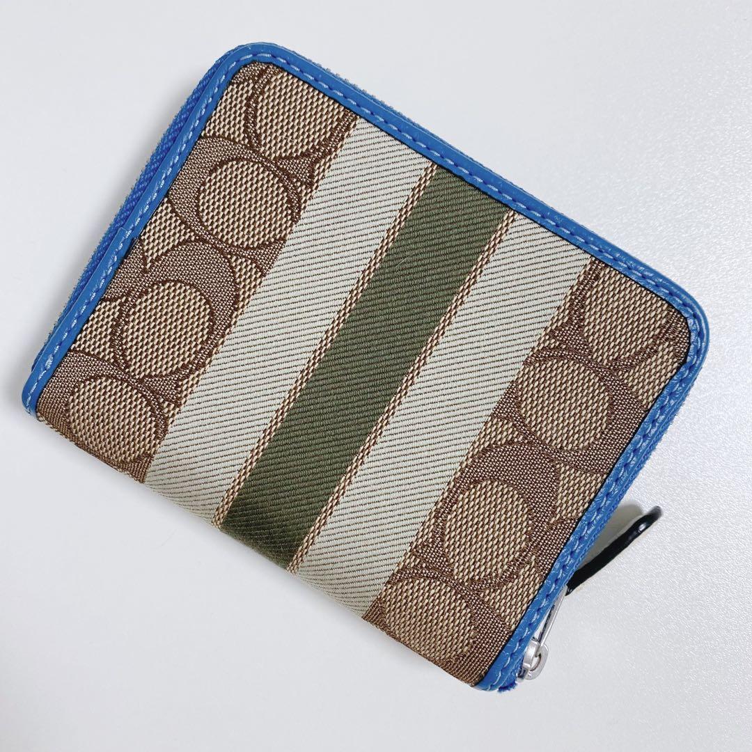 【新品未使用】COACHコーチ★財布★二つ折り財布★シグネチャー★ブルーマルチ