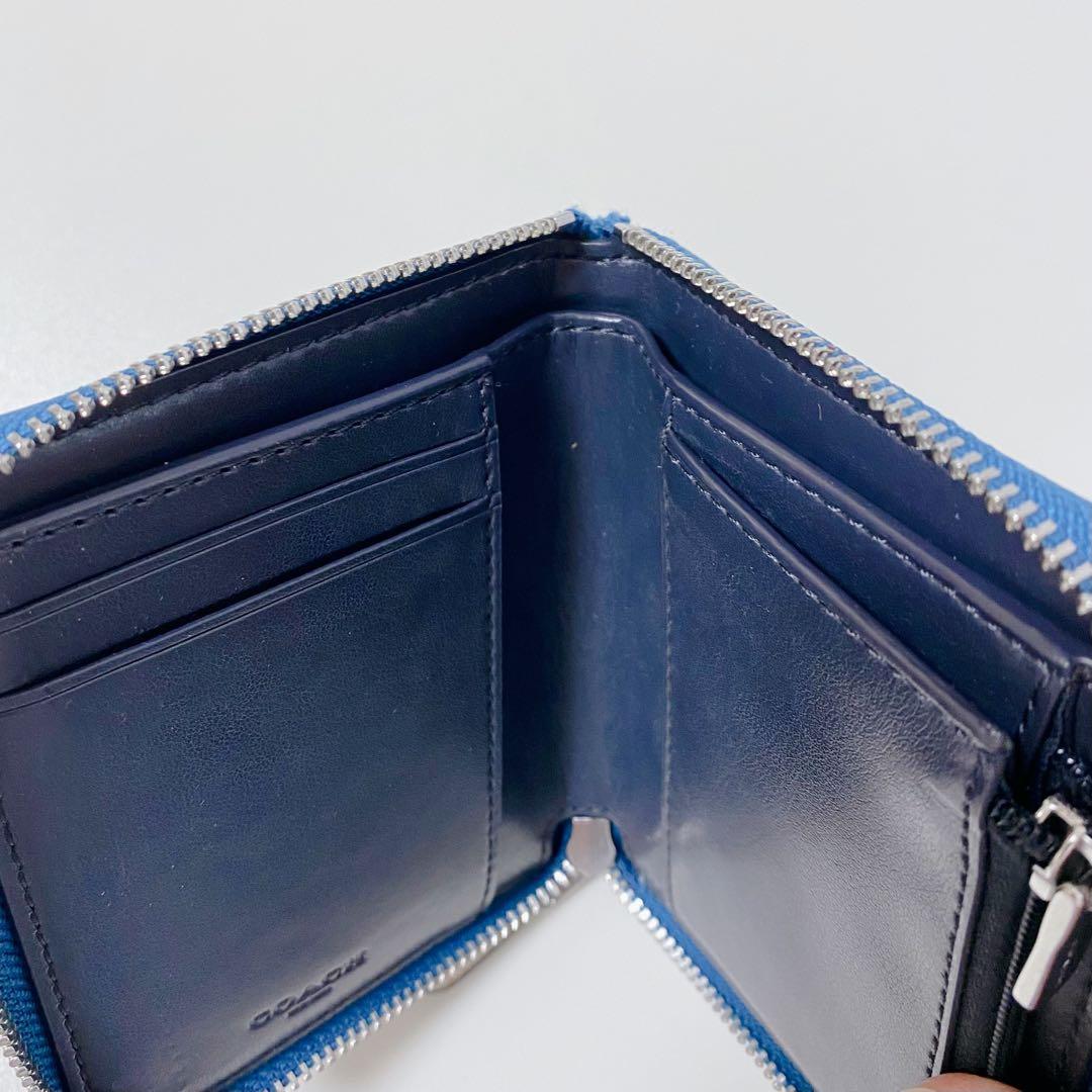 【新品未使用】COACHコーチ★財布★二つ折り財布★シグネチャー★ブルーマルチ