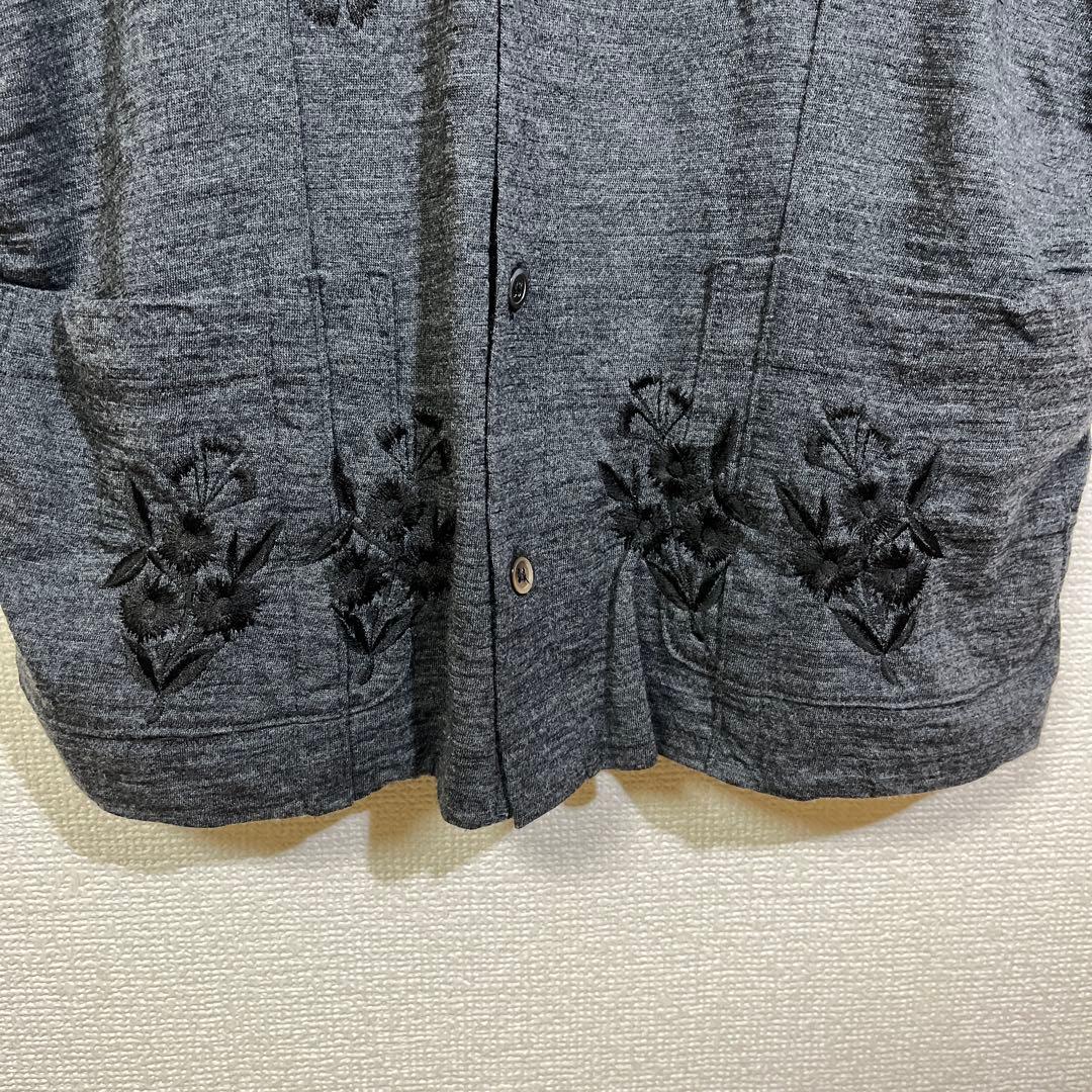 tricot COMME des GARCONS レーヨン 花柄刺繍半袖シャツ