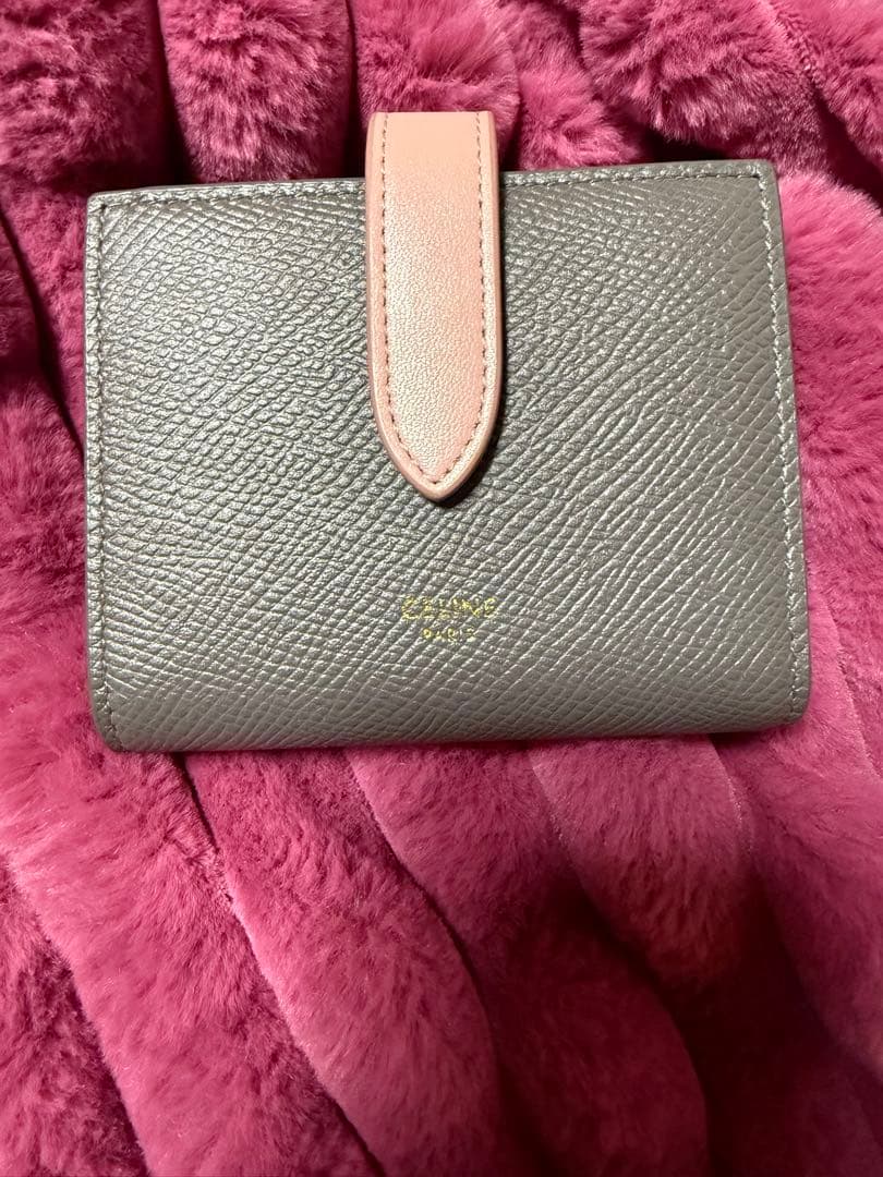 極美品CELINE グレー×ピンク 二つ折り財布
