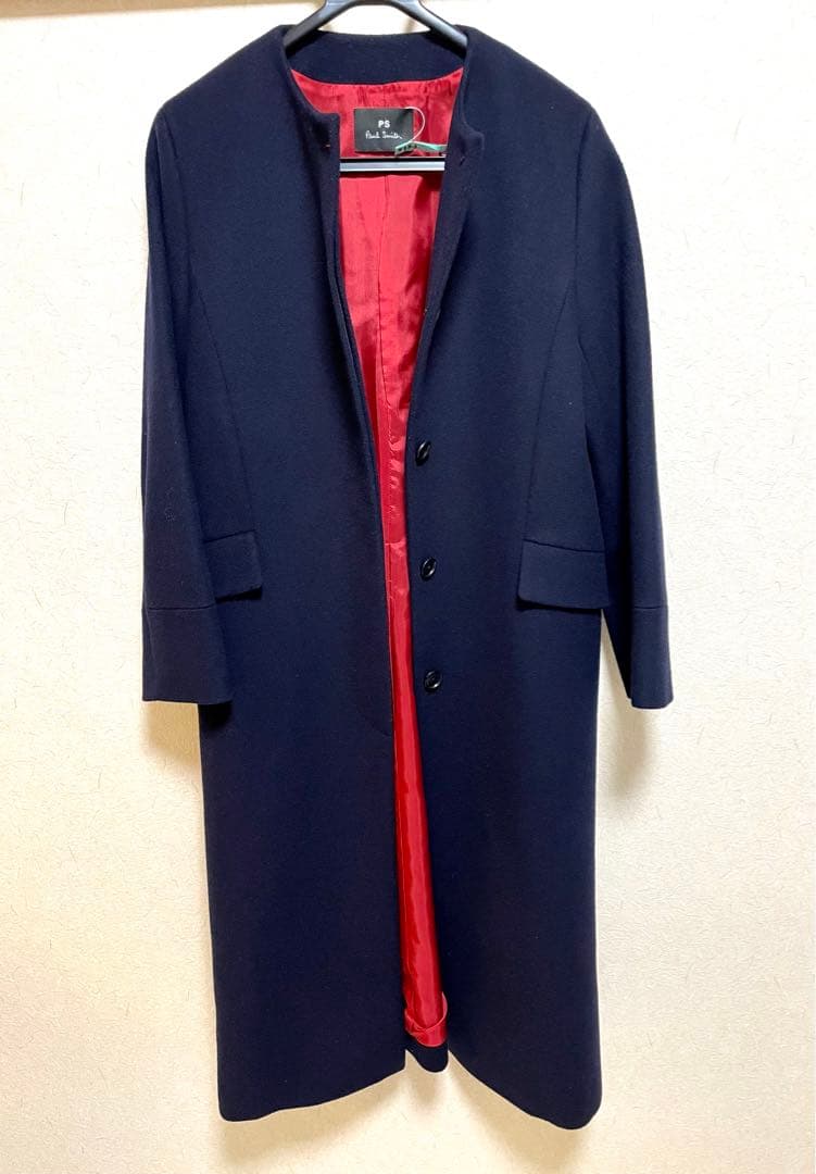 【クリーニング済★美品】Paul Smith バイカラー ノーカラーコート