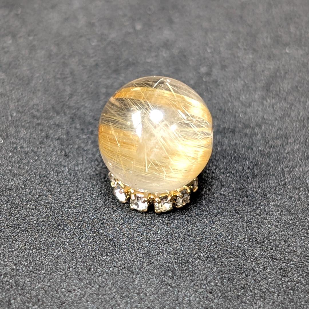 ゴールドタイチンルチル 10ミリ 粒売り 金針水晶 パワーストーン 金運のお守り