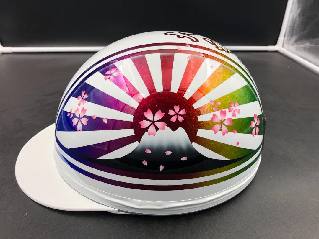 コルク半　カスタム　富士日章　三つボタン　ホワイトラメグラデーション　桜