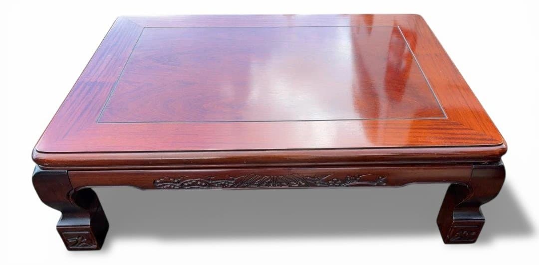 こたつ　和風　ビンテージ　レトロ　天然木化粧板　彫刻入り 座卓　b001.2