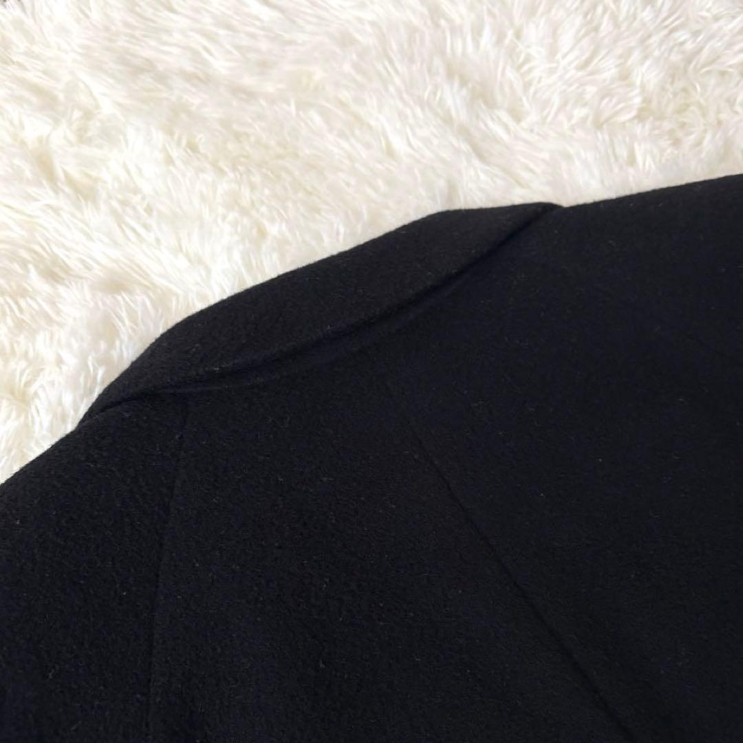 バーバリー カシミヤ混 ダブルチェスターコート ロング マキシ丈 ブラック L