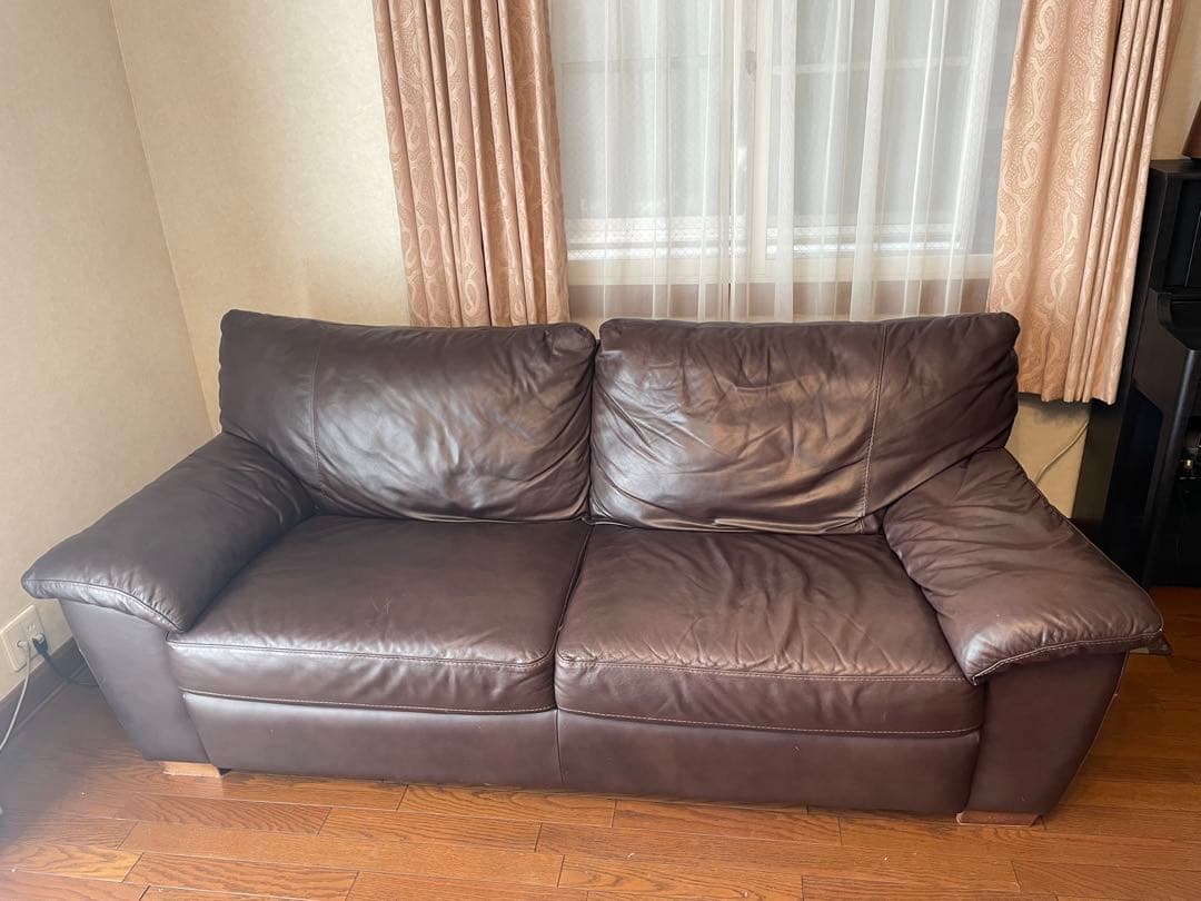 IKEA VRETA ブラウン レザー 2-3人掛けソフファー