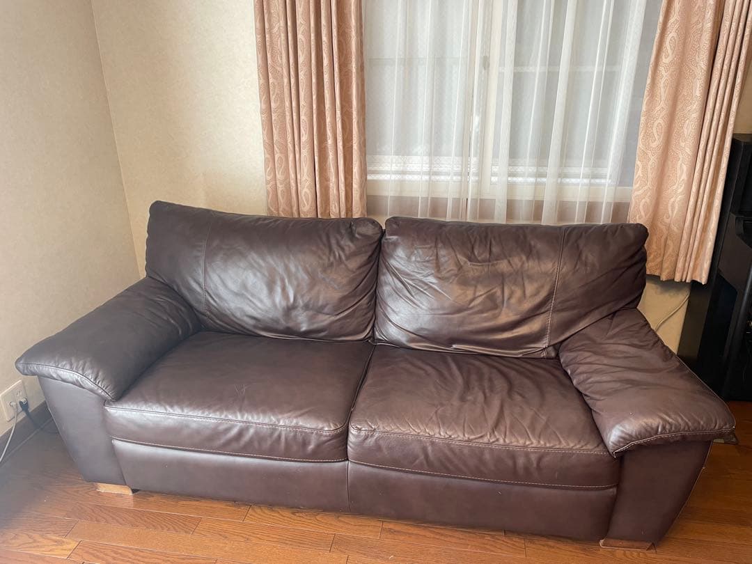 IKEA VRETA ブラウン レザー 2-3人掛けソフファー