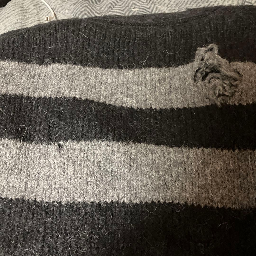 ナンバーナイン ダメージ加工 ボーダーカーディガン グランジ カートコバーン