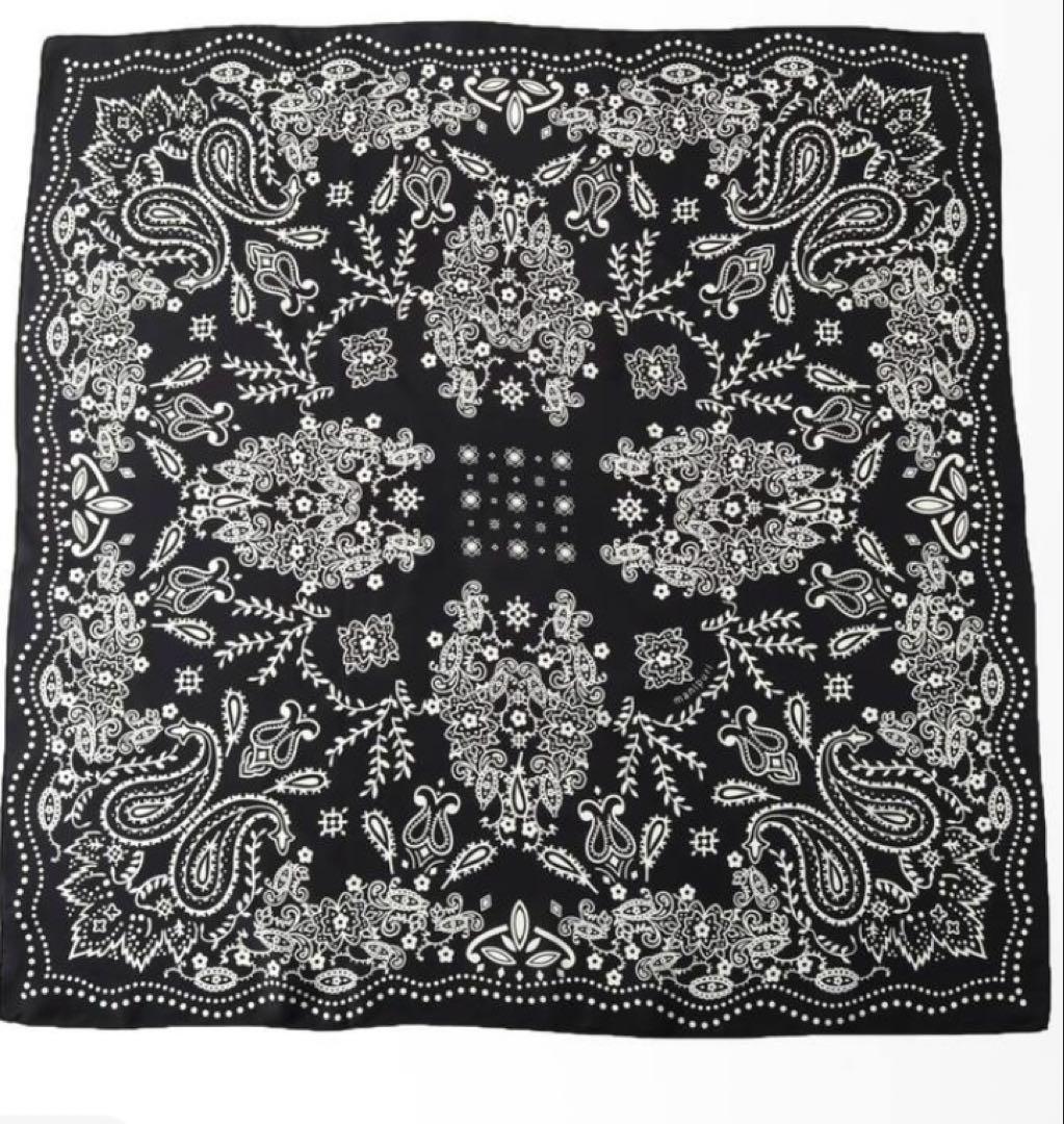マニプリ　＜シルクスカーフ88＞カレイドバンダナ　ブラック