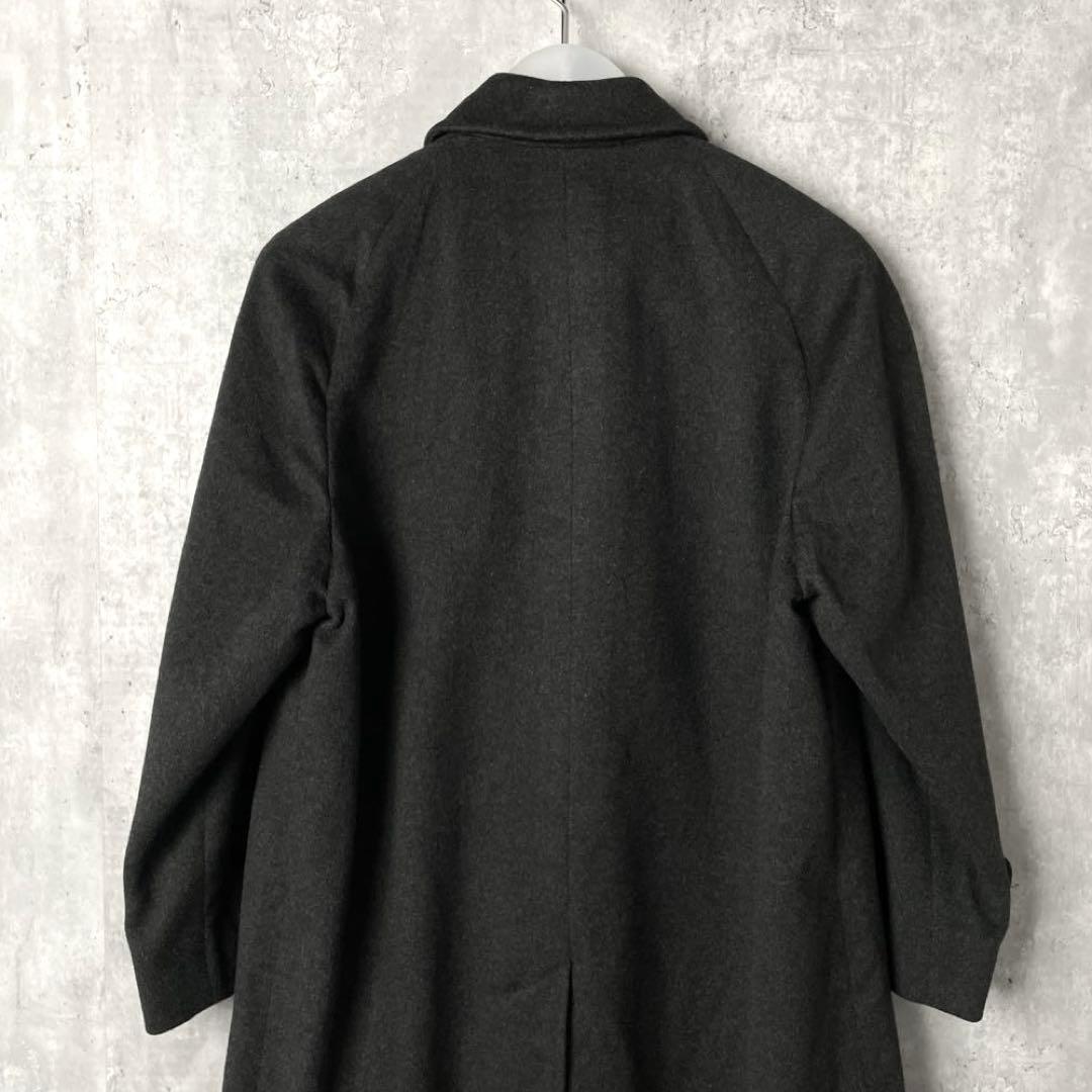 英国製 カシミア100% アクアスキュータム ウールコート 濃グレー 比翼 美品