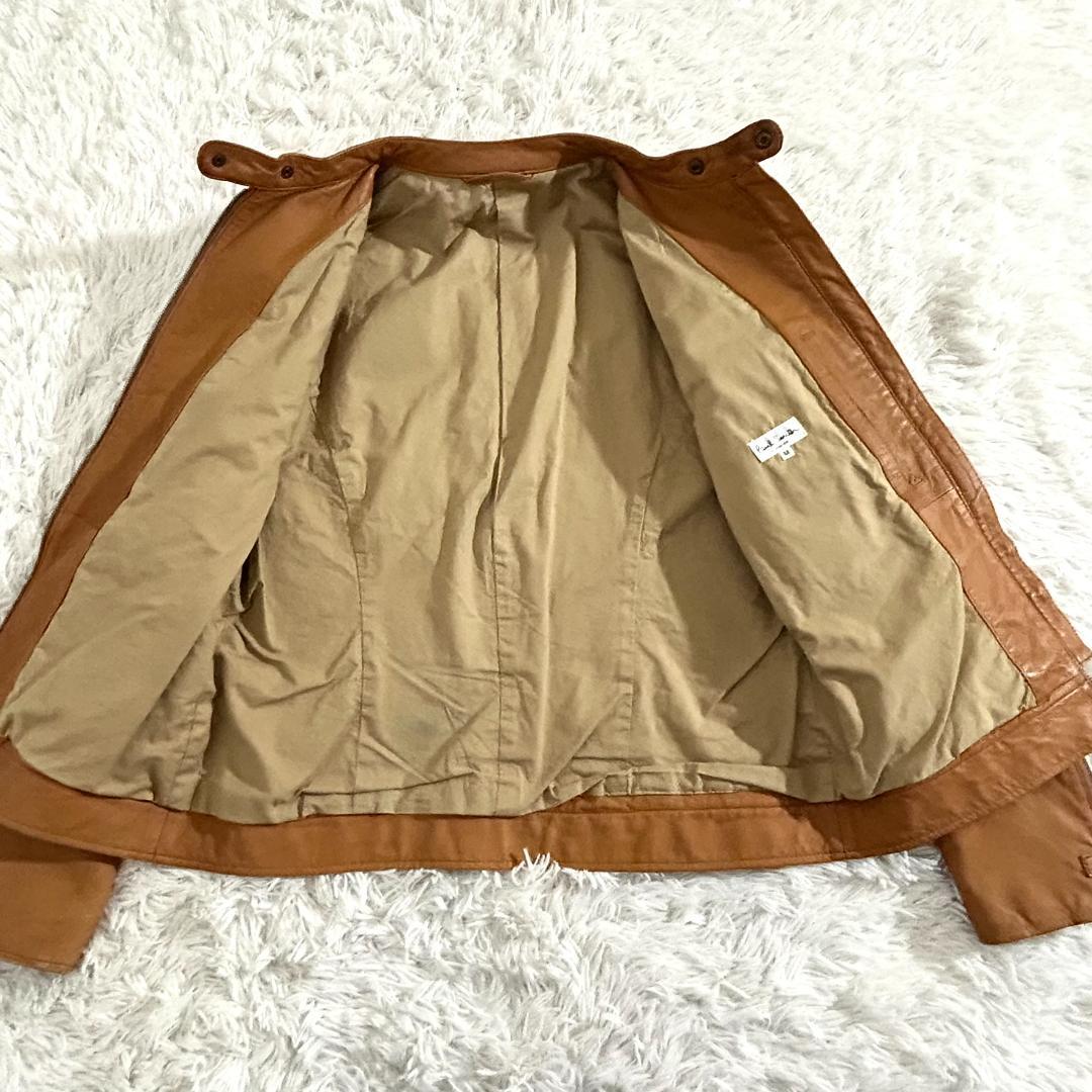 ポールスミス シングルライダース 革ジャン 本革 キャメル メンズ