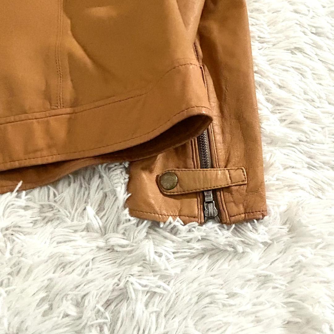 ポールスミス シングルライダース 革ジャン 本革 キャメル メンズ