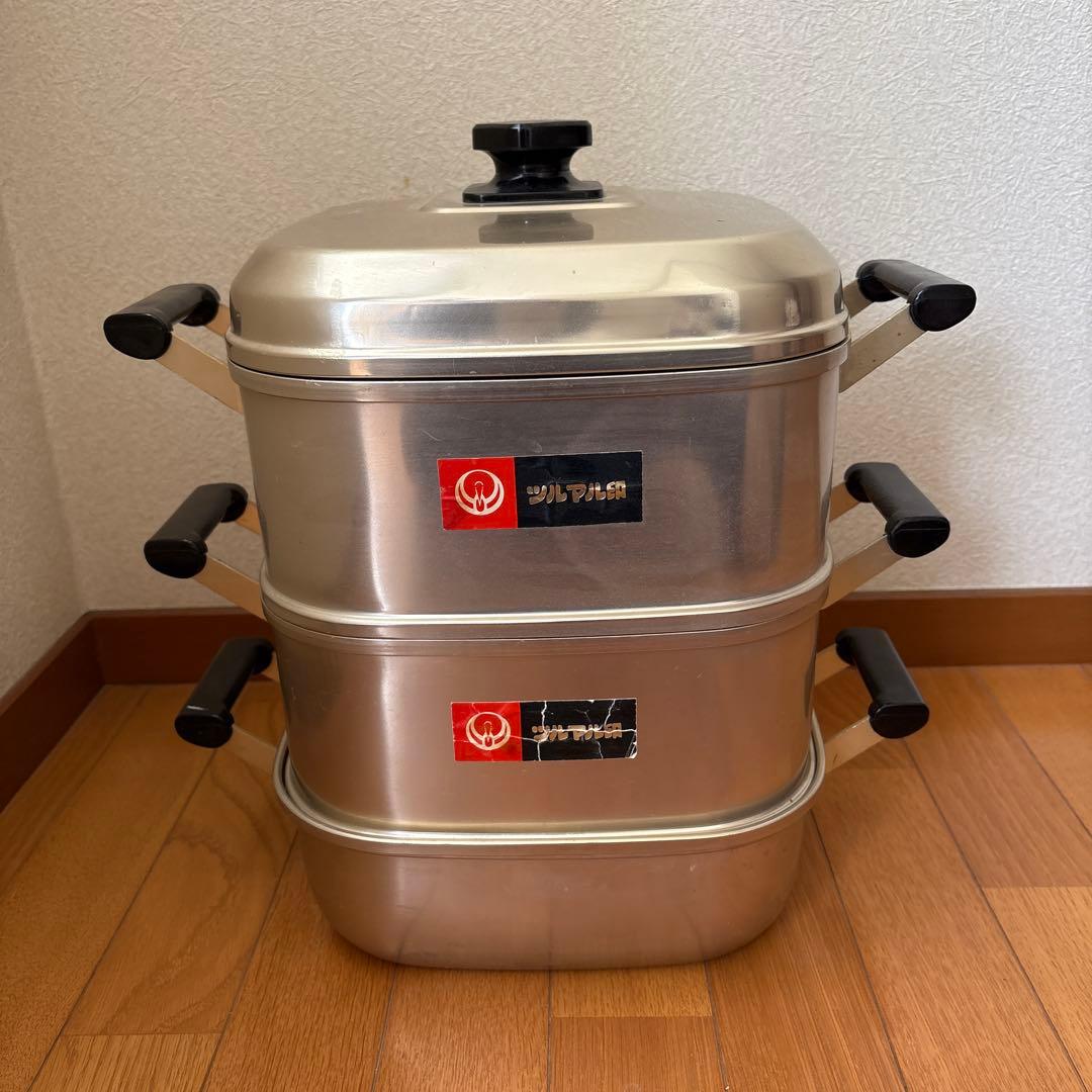 ツルマル印　アルミ3段式蒸し器　26㎝