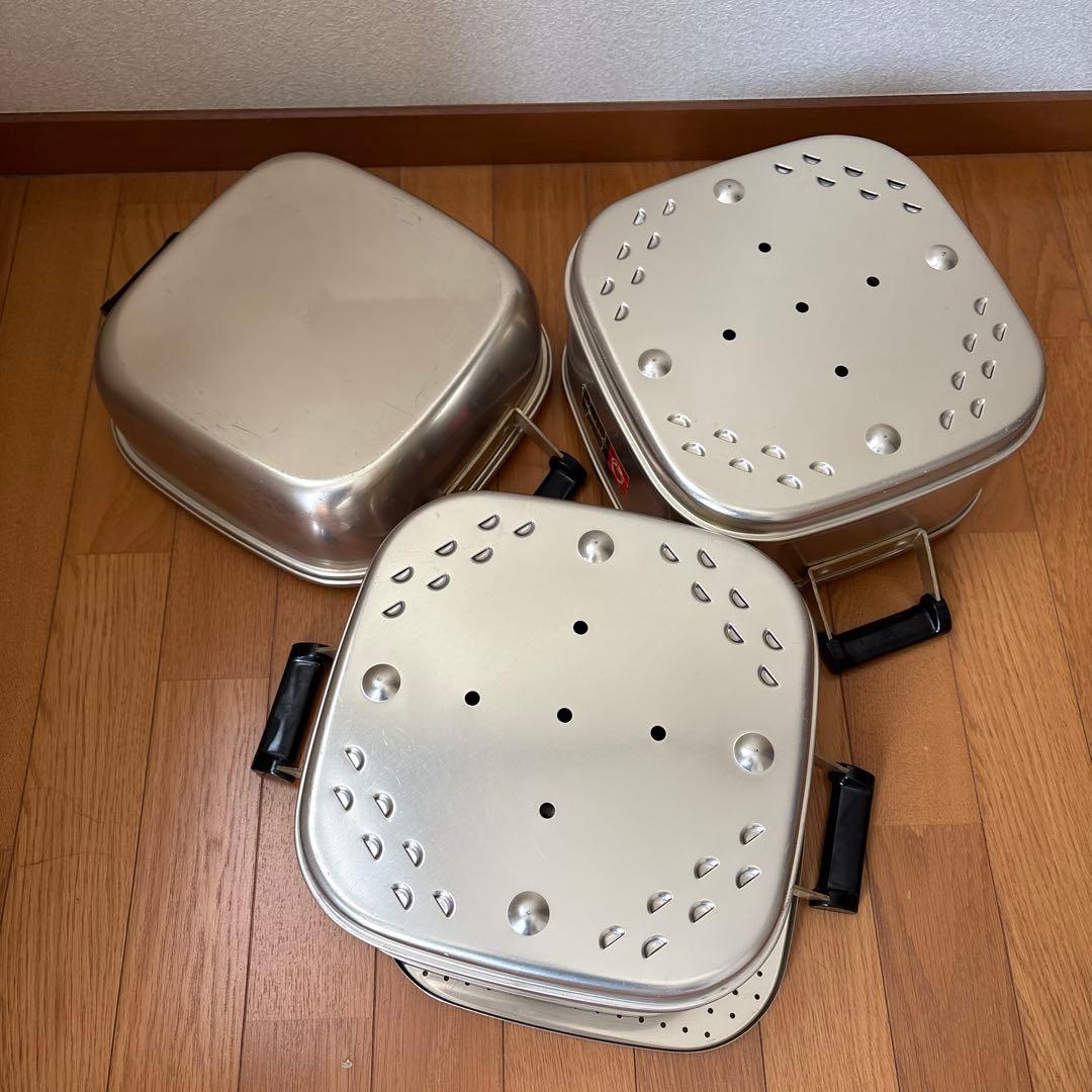 ツルマル印　アルミ3段式蒸し器　26㎝