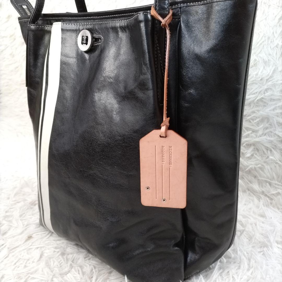 美品　aniary アニアリ トートバッグ　レザー　ライン　PC可 A4サイズ