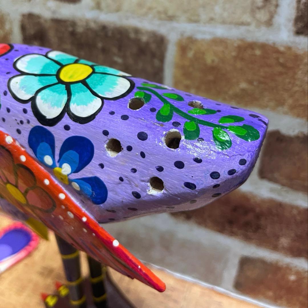 メキシコ　木工芸品　アレブリヘス クジャク