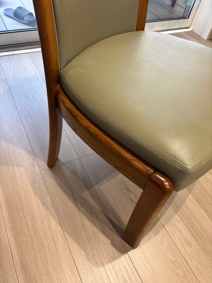 浜本工芸 ダイニングチェア 2800 ダークオーク レザー グレー