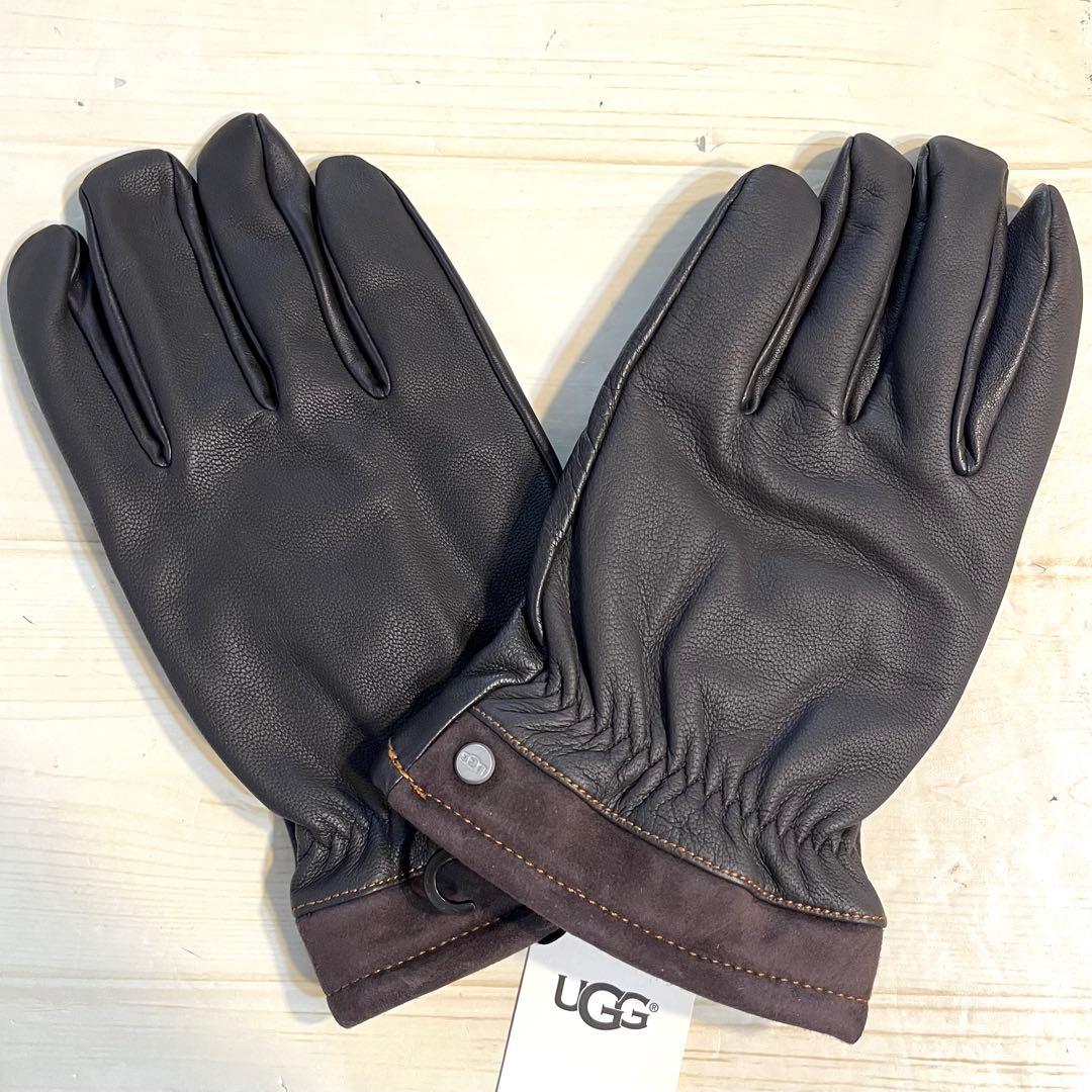 UGGアグ 手袋 グローブ メンズ 防寒 革手袋 レザー 本革 茶色ブランド新品