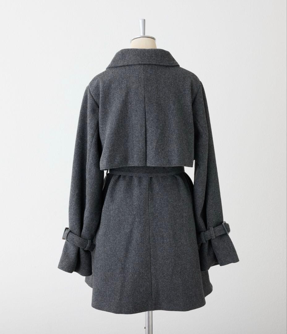 NICE CLAUPスタンドカラーミドルコート グレー S