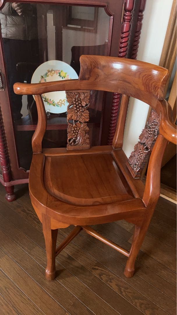 アンティーク 葡萄彫刻 在庫3脚 椅子 チェア アームチェア 最高級 職人手彫り