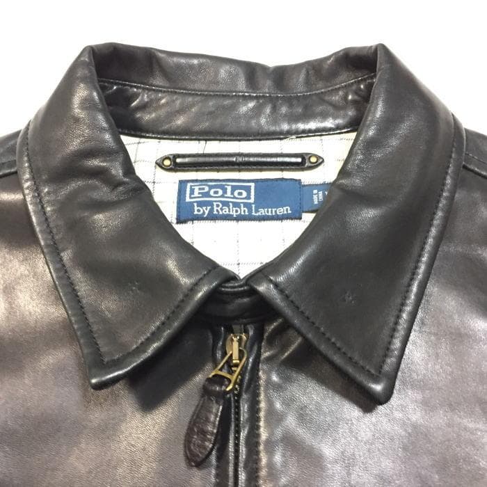 極上 国内正規 Ｌ ポロ ラルフローレン 黒 ラムレザージャケット シープレザー