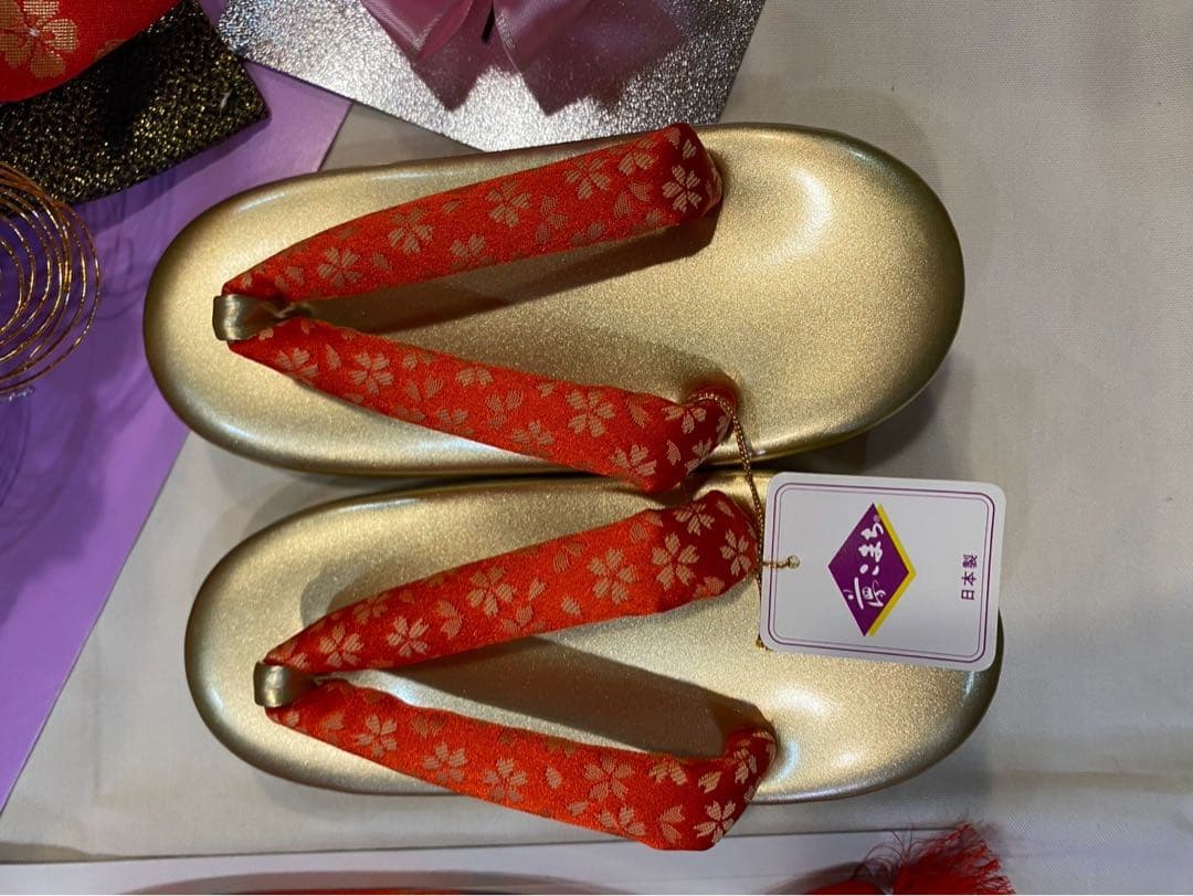 七五三　結び帯セット　5歳用　赤い花柄 着物用小物セット　子供服