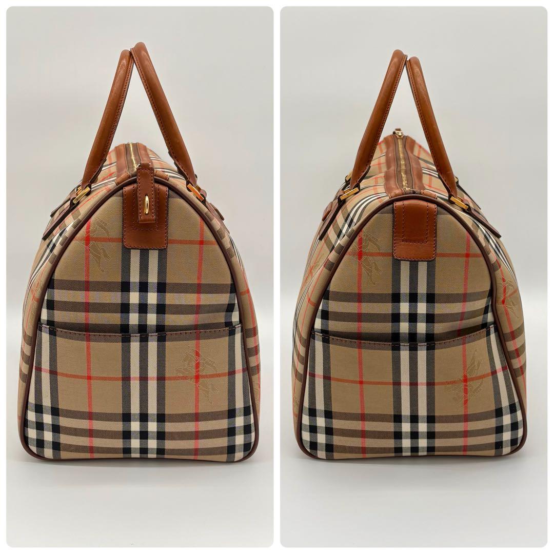 美品 BURBERRY ボストンバッグ レザー ノバチェック シャドーホース