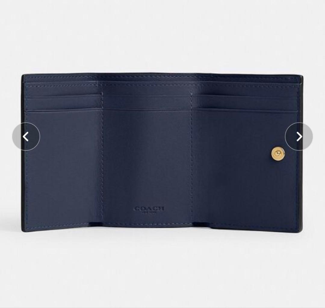 【H ika】COACH ミニトライフォールド ウォレット／ネイビー