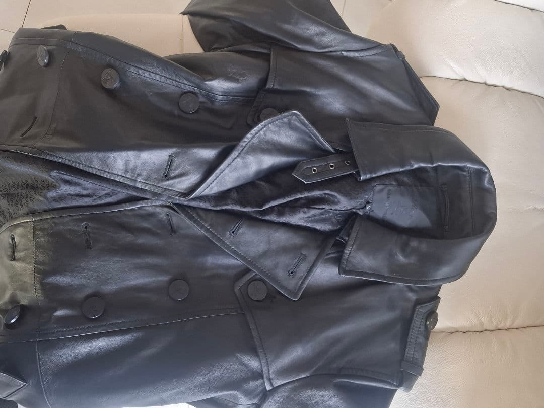 レア！希少！ロエン！黒 レザートレンチコート ダブル　ロング