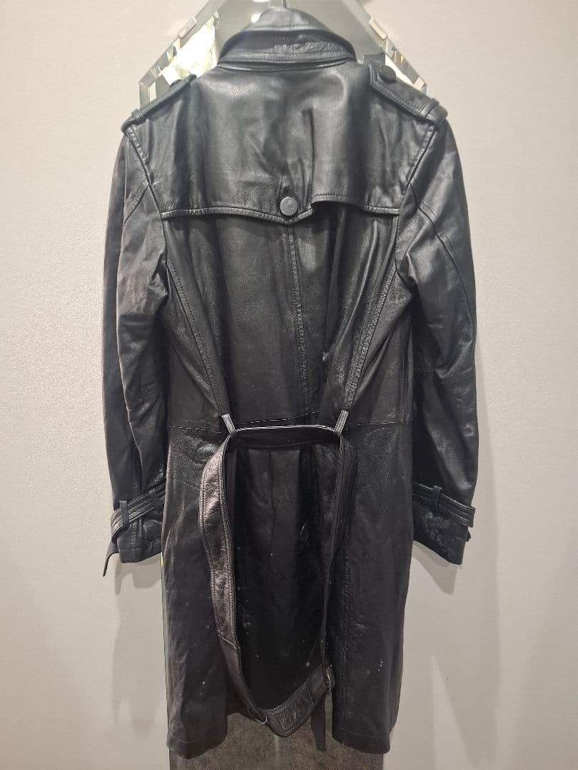 レア！希少！ロエン！黒 レザートレンチコート ダブル　ロング