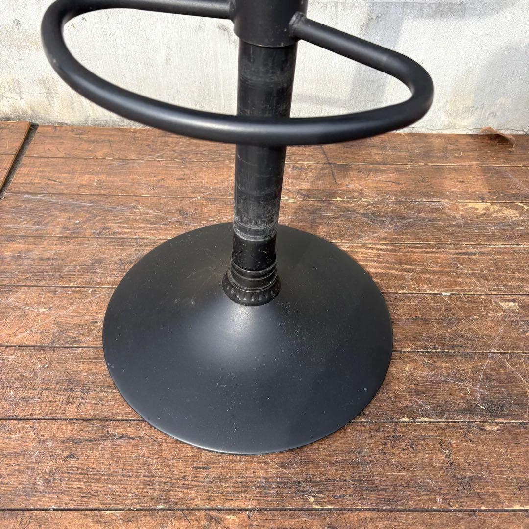 北欧レトロ キルティングレザー 回転式 カウンターチェア バーチェア 古家具 黒