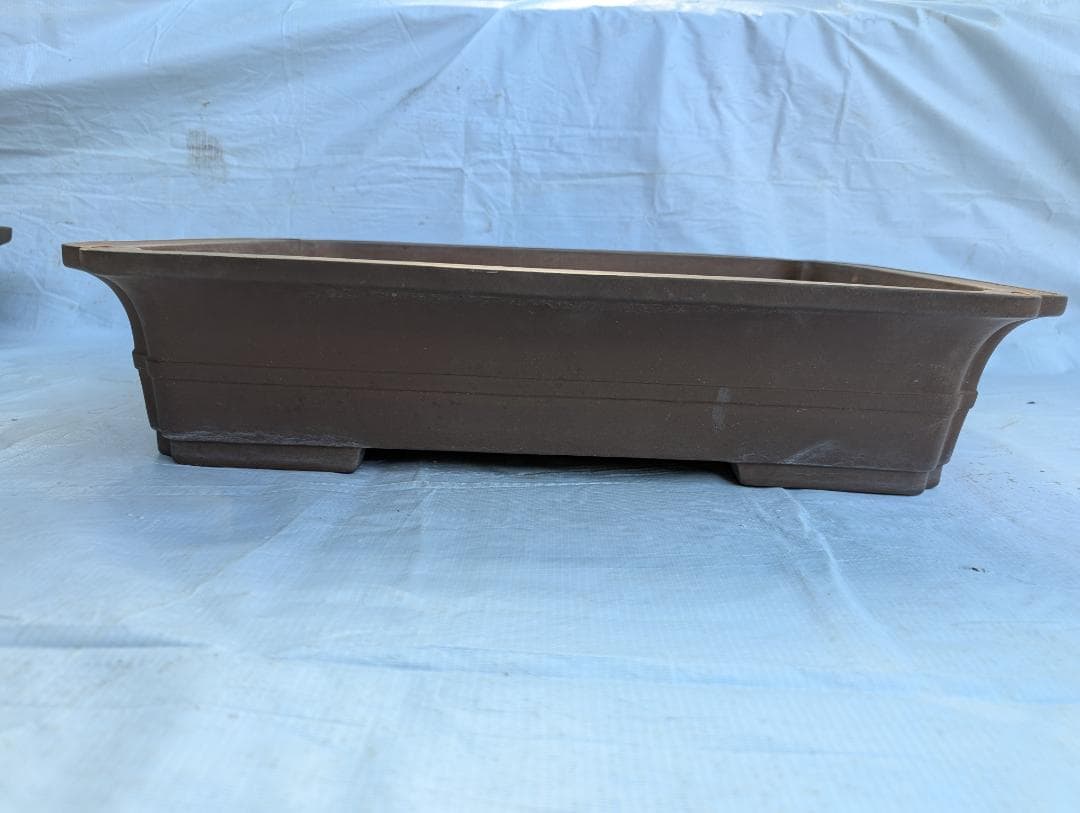 【周宝山】大型盆栽鉢 長方形 外寸59×45.5×高さ13cm ヒビあり