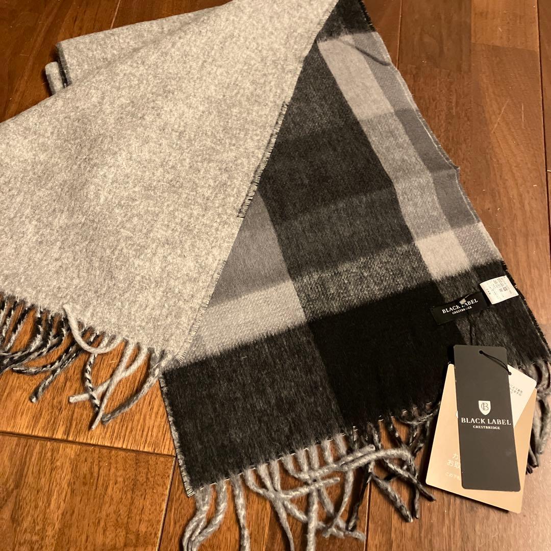 BLACK LABEL チェック柄マフラー グレー/ブラック