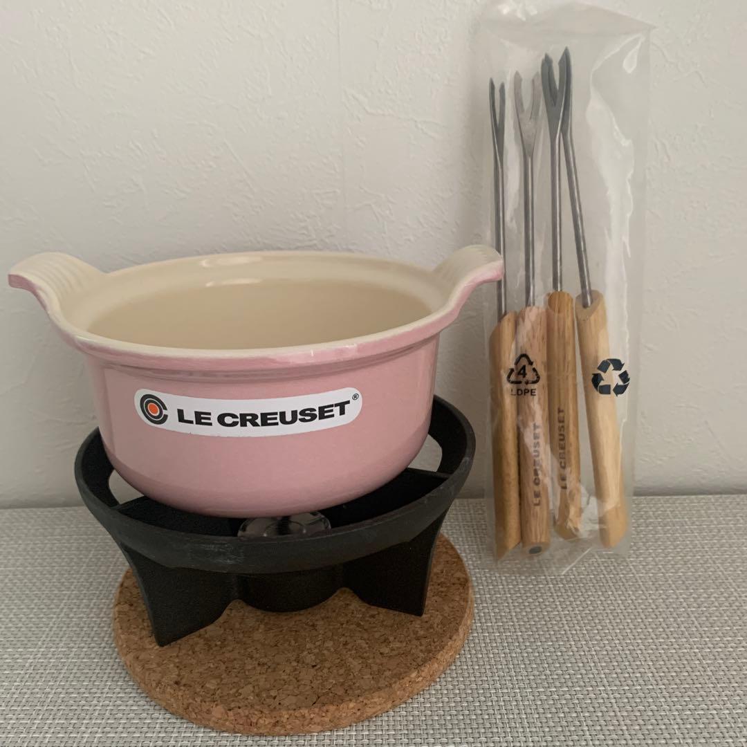 ルクルーゼ　コンパクトフォンデュセット&ハートプレートピンク♪