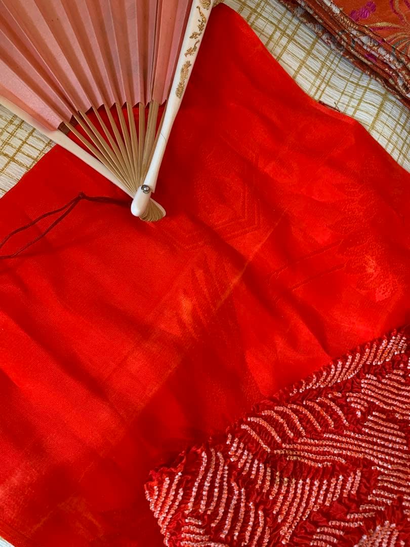 七五三　七歳　正絹絞りの振り袖のコーディネート　お着物セット