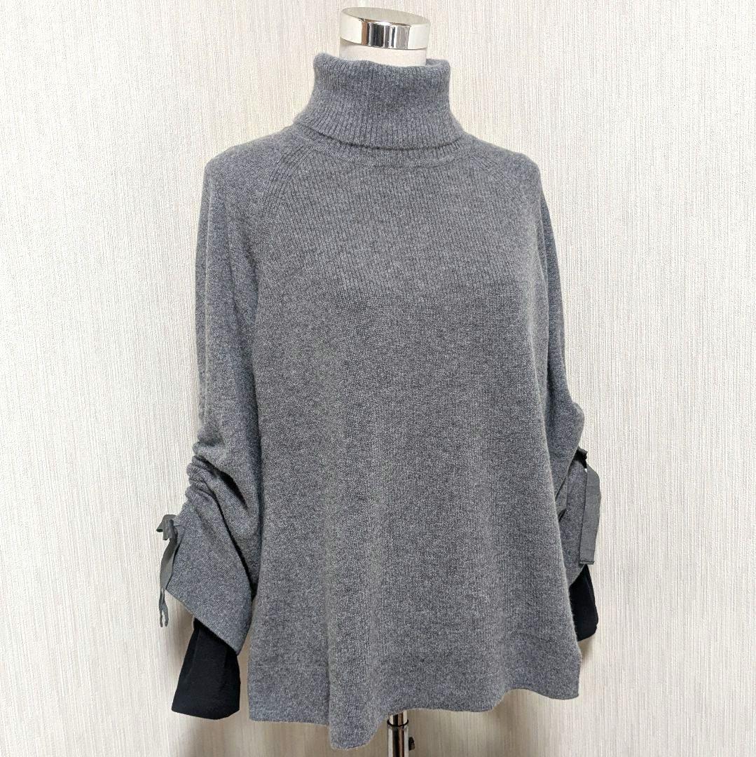 【大きいサイズ】レリアン カシミヤセーター グレー 13+