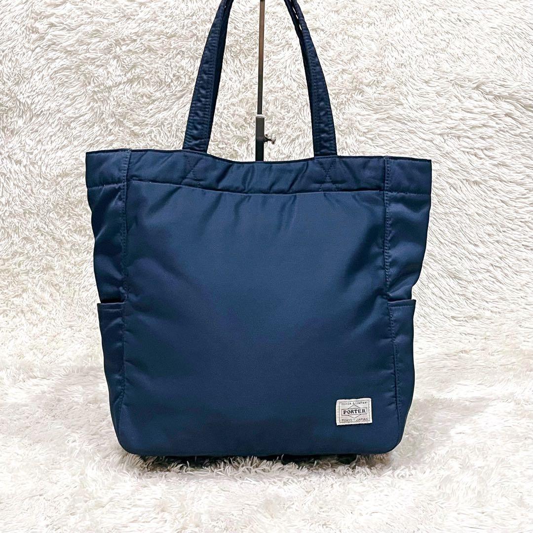 美品✨PORTER クリーム ネイビー ブルー トートバッグ