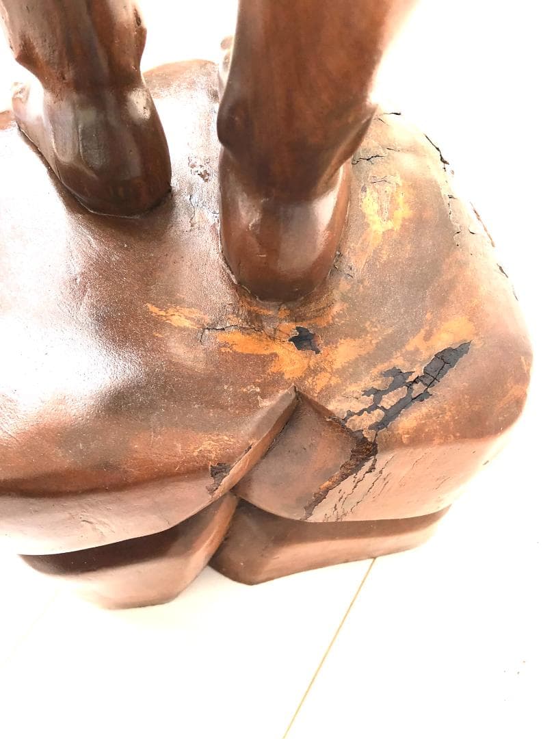 【超特大・高さ124㎝】裸婦像 木彫り エレガント女性像 高級木 オブジェ