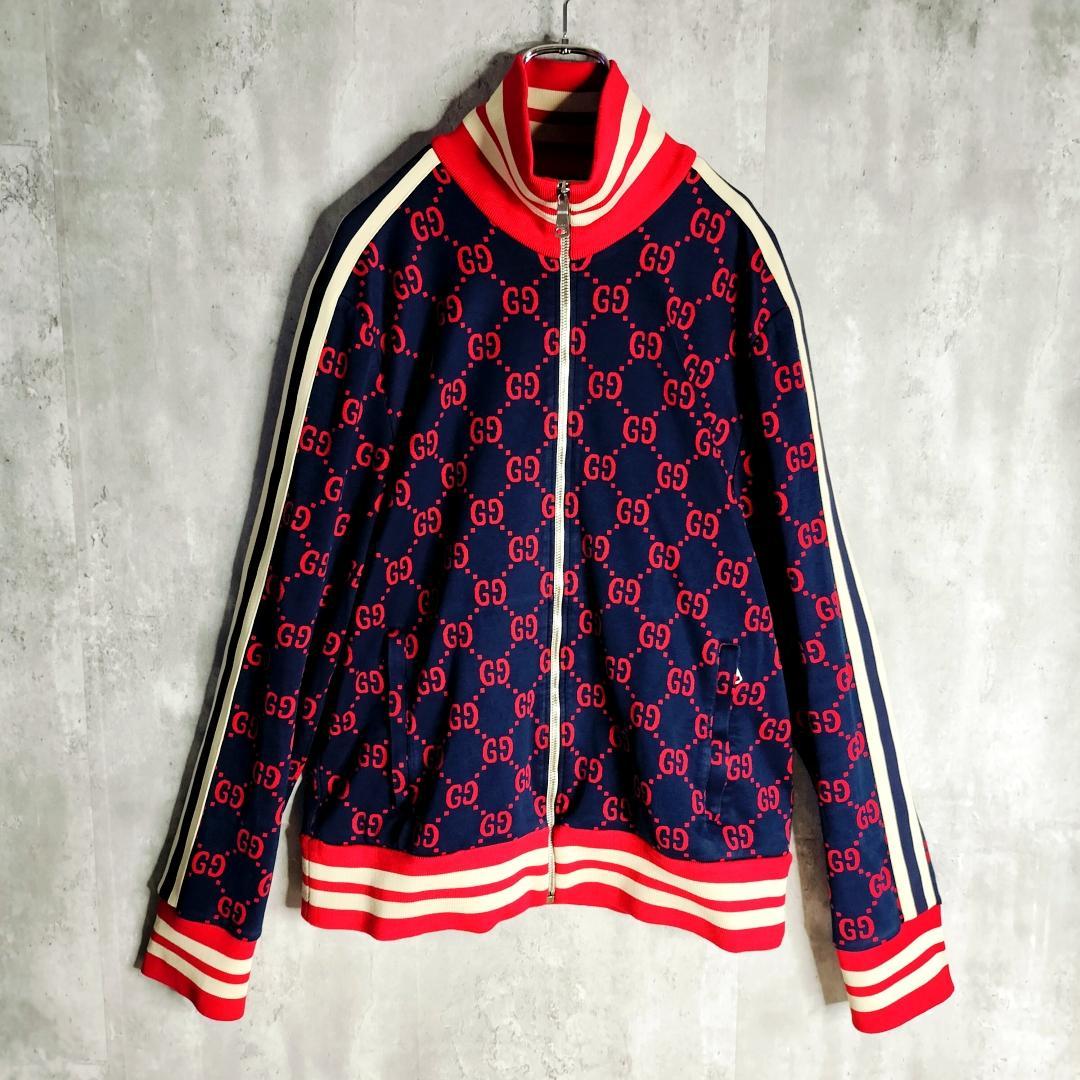 【美品】グッチ GGジャガード モノグラム トラックジャケット ジャージ L