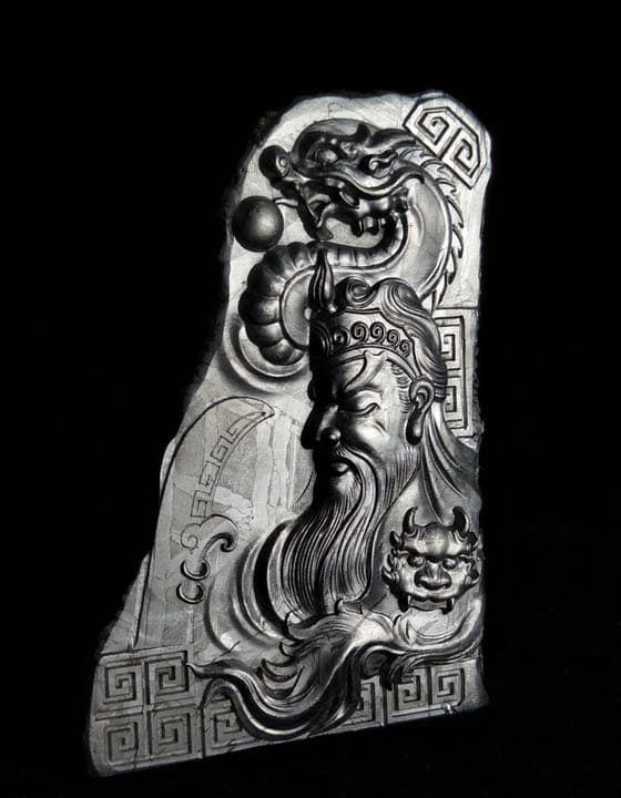 価格相談　金運財運アップ★セムチャン★鉄隕石★ 関羽★模様素敵★293.3g置物