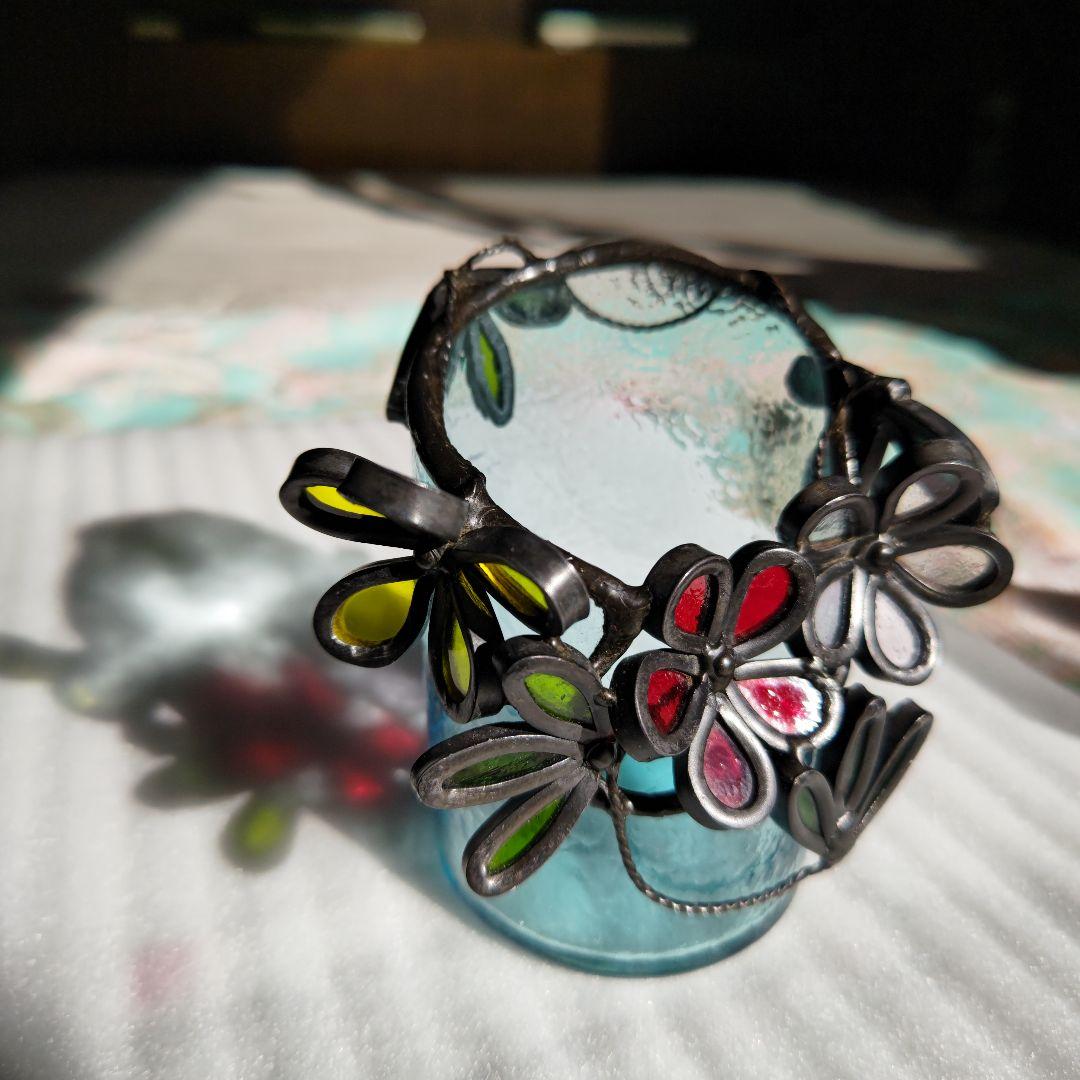 ハンドメイド ステンドグラス 花瓶 小物入れ
